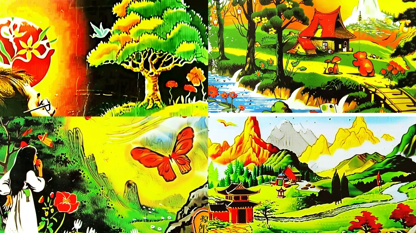 Vibrant Pastoral Symphony in Vivid Hues - Midjourney sref style