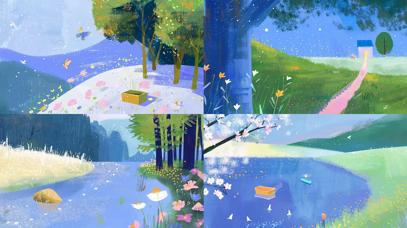 Lyrical Landscapes Enveloped in a Whimsical and Dreamlike Haze - Midjourney sref style
