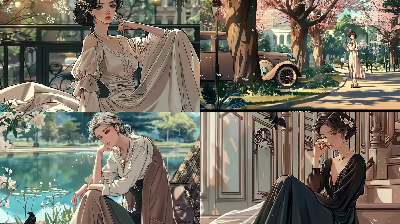 Ethereal Elegance in Pastel: A Harmonious Blend of Anime and Art Nouveau with a Serene Palette - Midjourney sref style