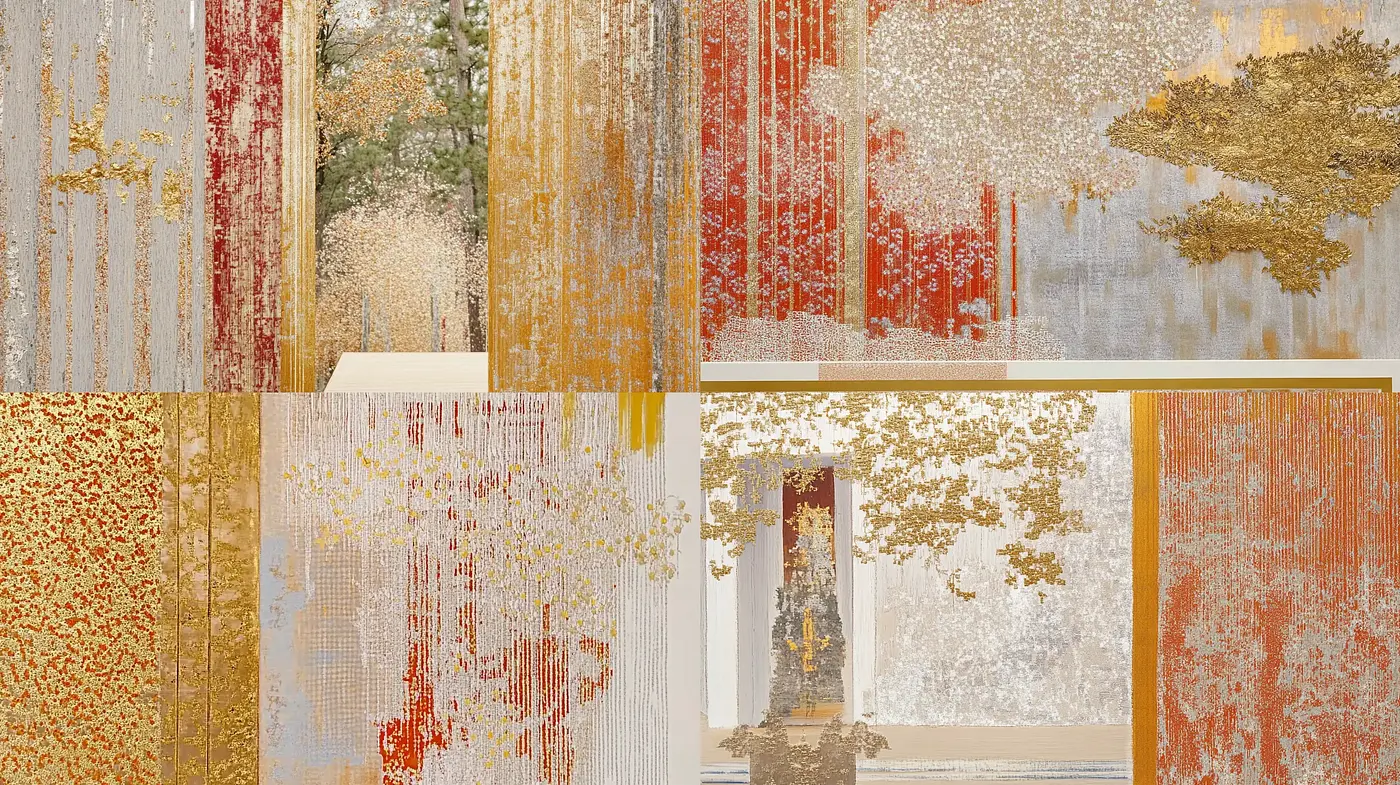 Abstract Textural Blend with Autumnal Golds - Midjourney sref style