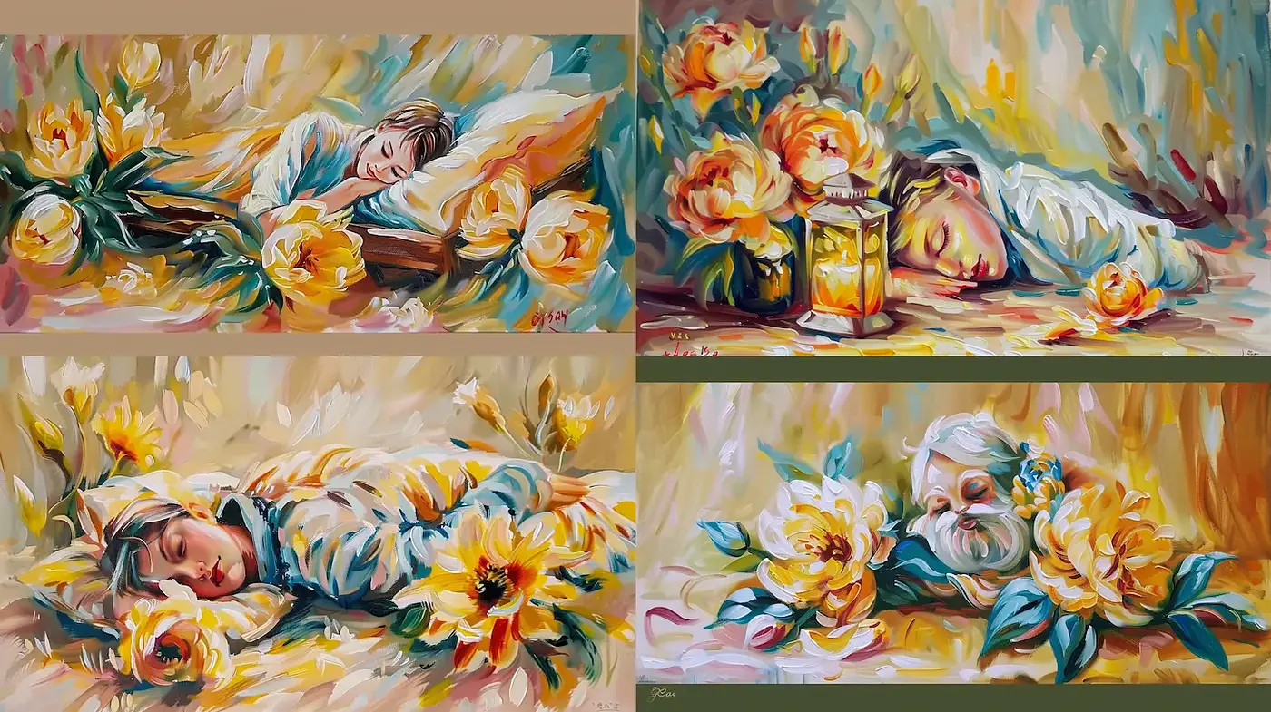 Vibrant, Dreamy Art Style with Soft Floral Elements - Midjourney sref style
