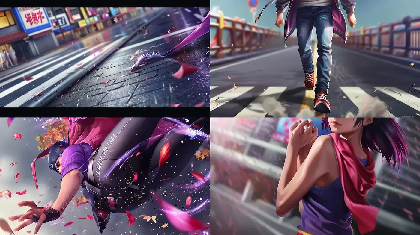 Vibrant urban fantasy with dynamic movement and detailed textures - Midjourney sref style