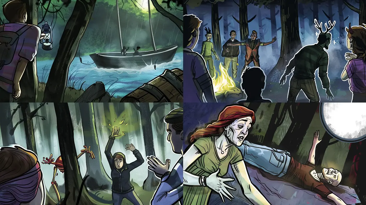 Mystical Nocturnal Storybook Illustration - Midjourney sref style