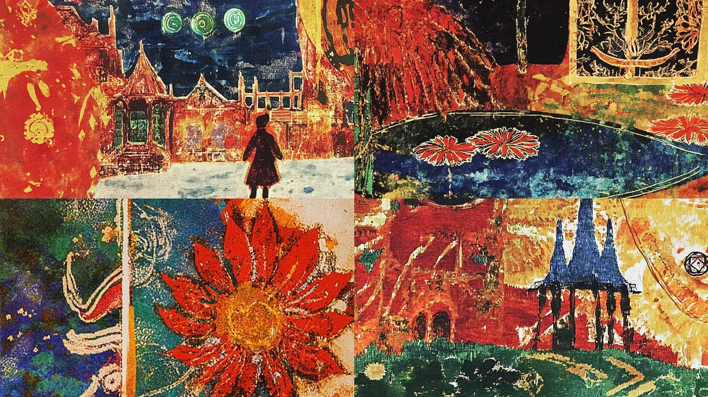 Eclectic Tapestry of Dreams: A Vivid Fusion of Textured Expression - Midjourney sref style
