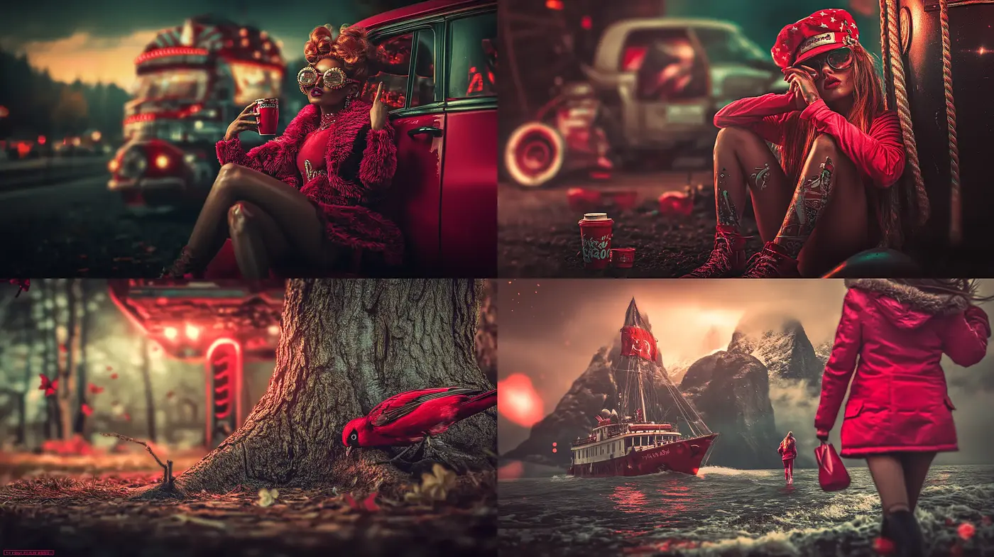 Saturated Cinematic Nostalgia with Surrealist Overtones - Midjourney sref style