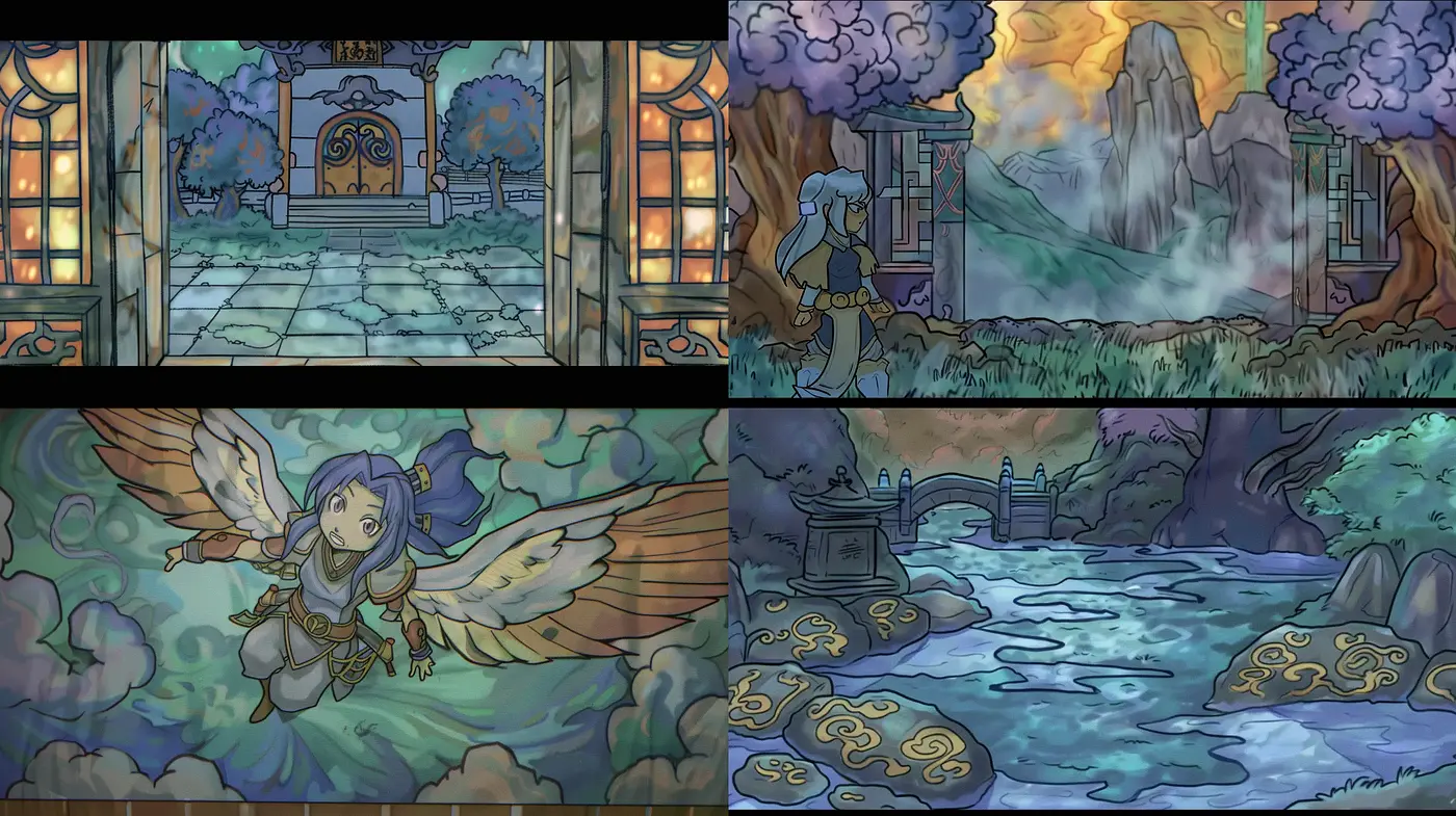 Mystical Fantasy Scapes with a Stained Glass Essence - Midjourney sref style