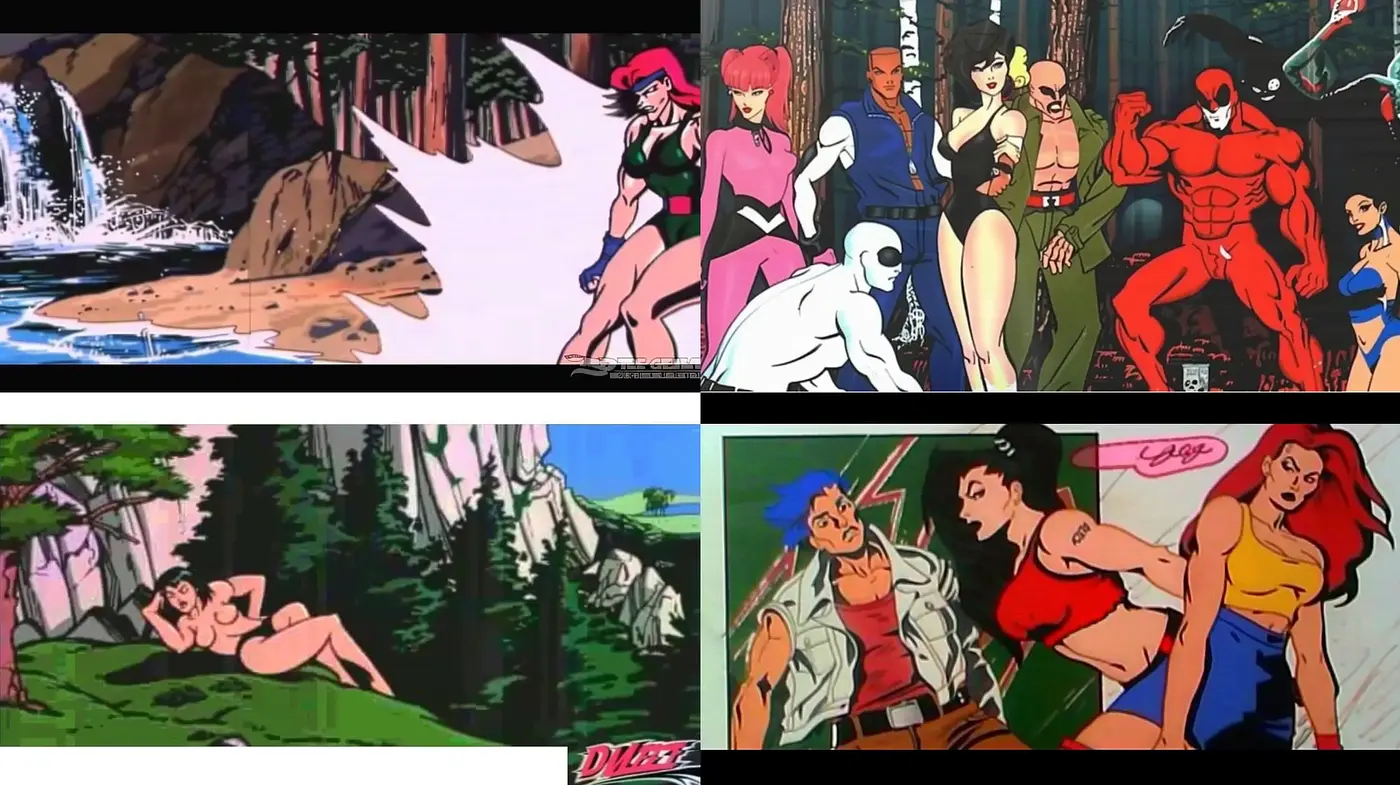 Vibrant Retro Comic Book Aesthetic with Bold Contours and Dynamic Poses - Midjourney sref style