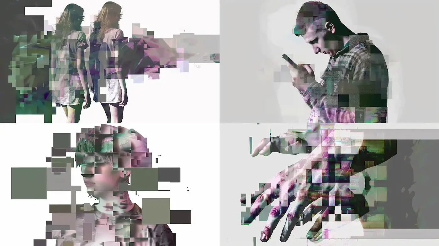 Glitch Art with a Subtle Human Element - Midjourney sref style