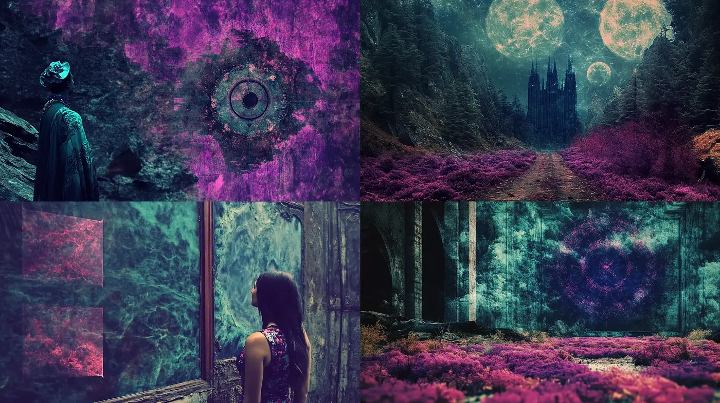 Surreal Dreamscapes: Ethereal Textures in Twilight Hues - Midjourney sref style