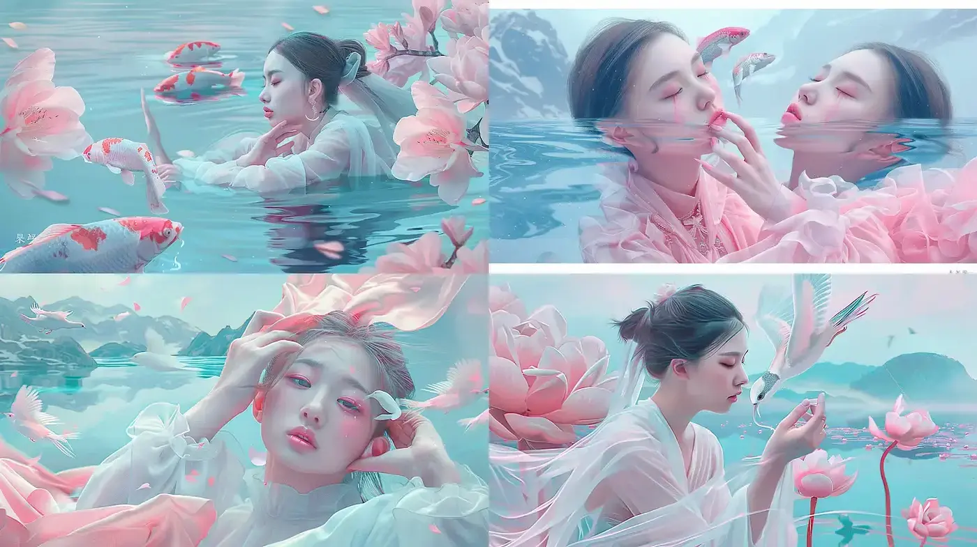 Ethereal Serenity in Aquatic Dreamscapes - Midjourney sref style