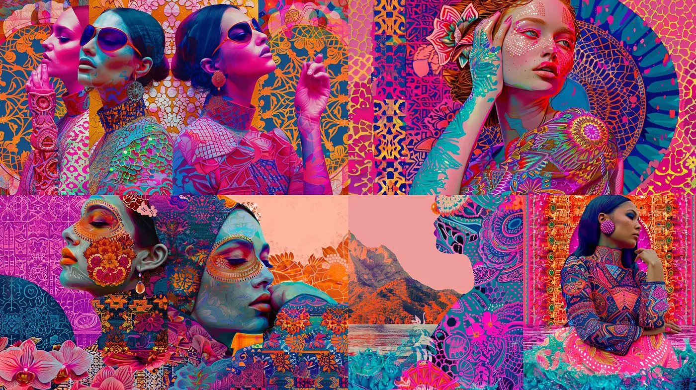 Vibrant Psychedelic Fusion with Mandala Overtones - Midjourney sref style