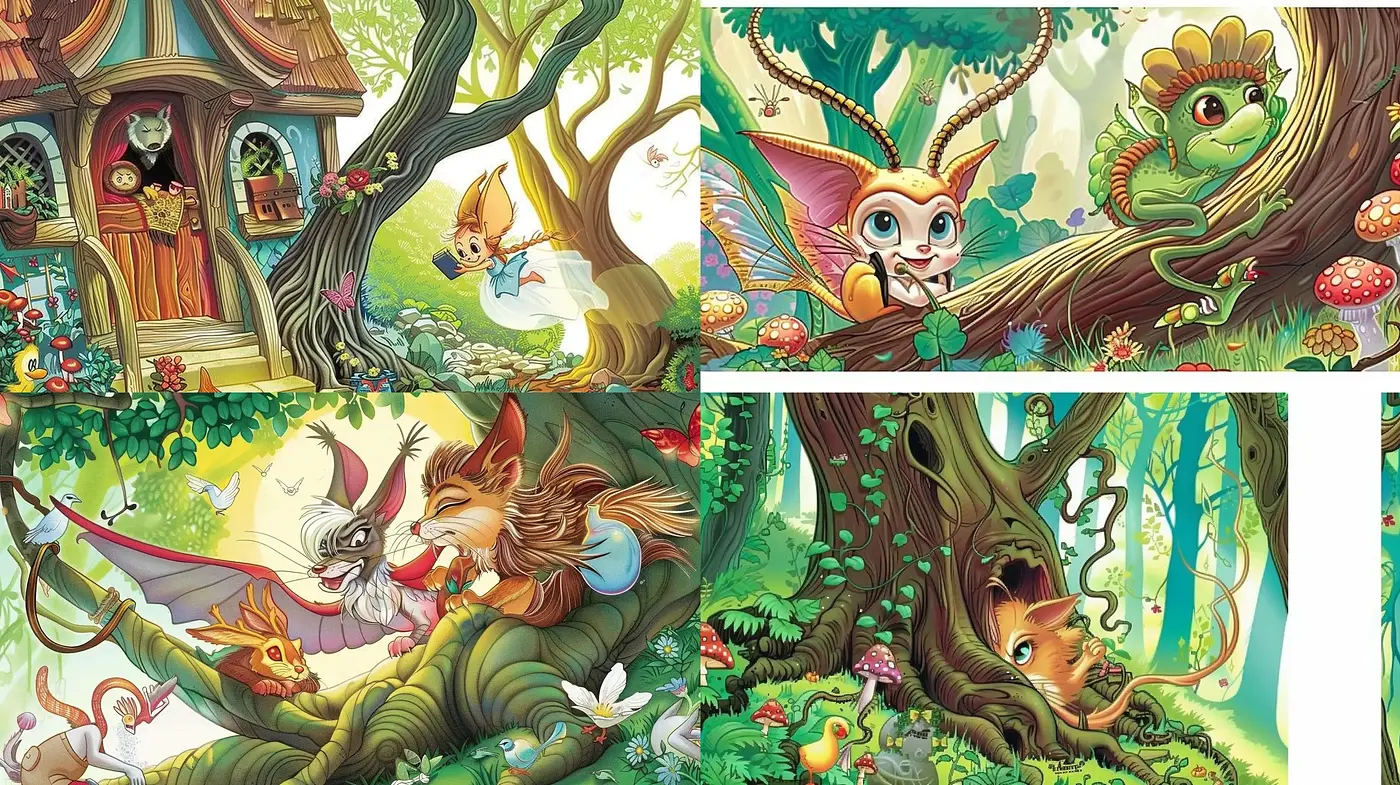 Enchanted Forest Whimsy: A Vivid Tale of Magic and Fauna - Midjourney sref style