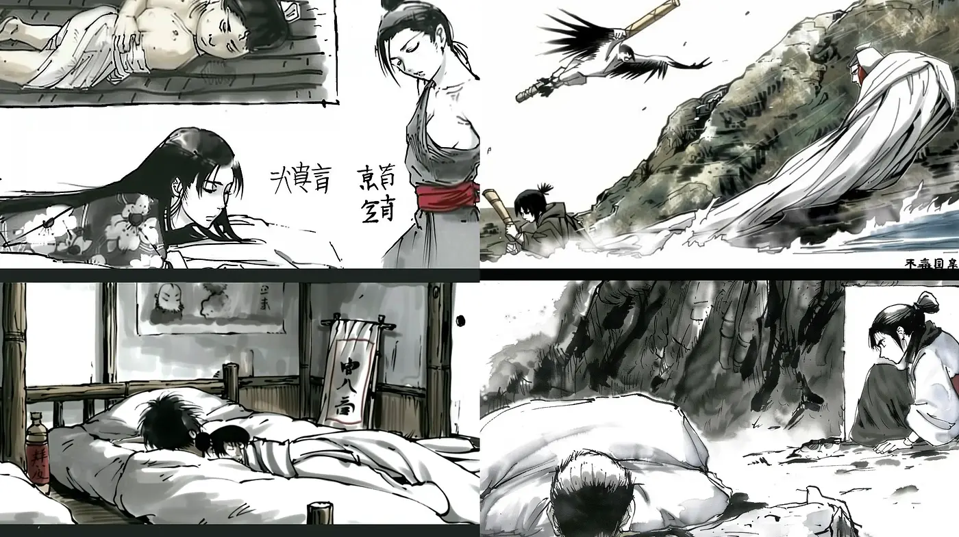 Ink-Washed Elegance: Homage to Traditional Asian Brushwork - Midjourney sref style