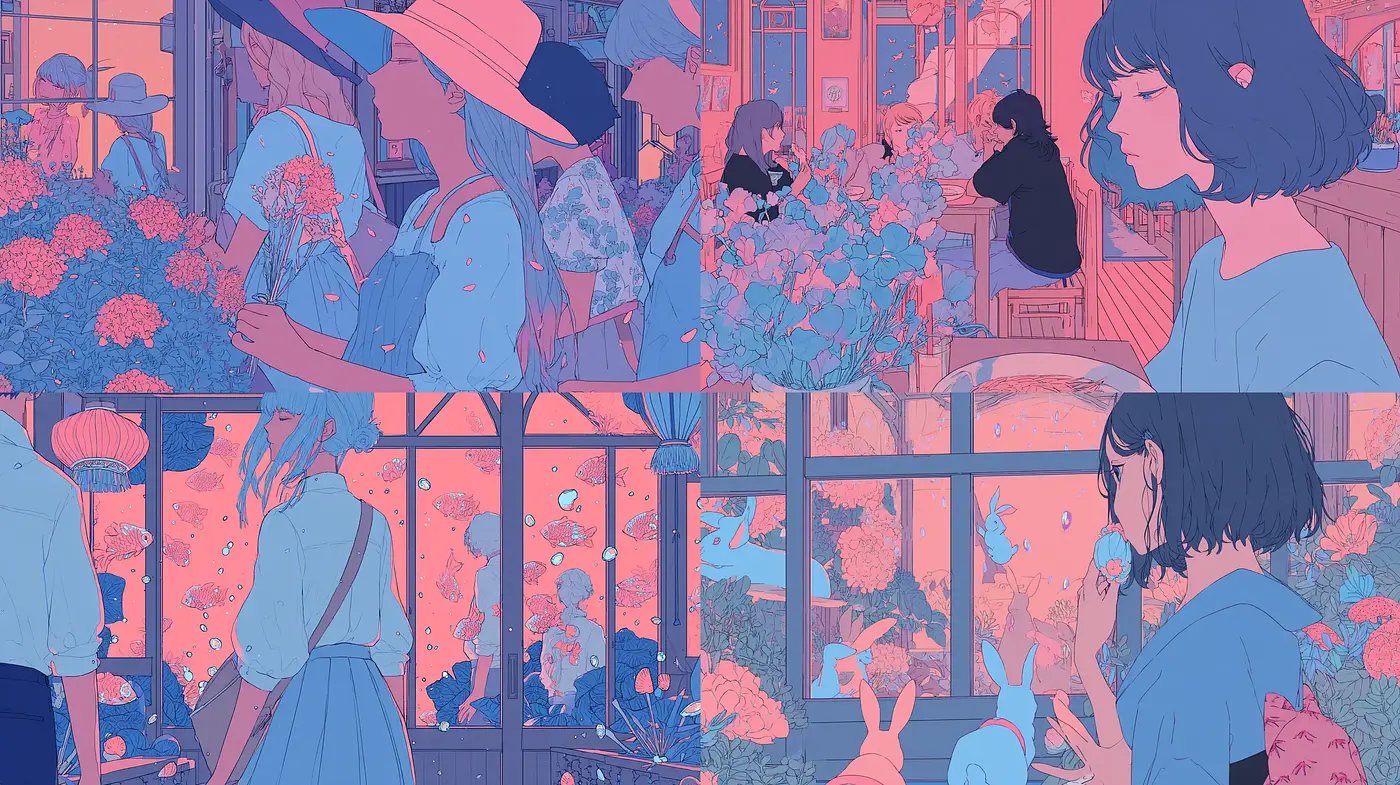 Whimsical and Dreamlike Illustrations with a Soft Color Palette - Midjourney sref style