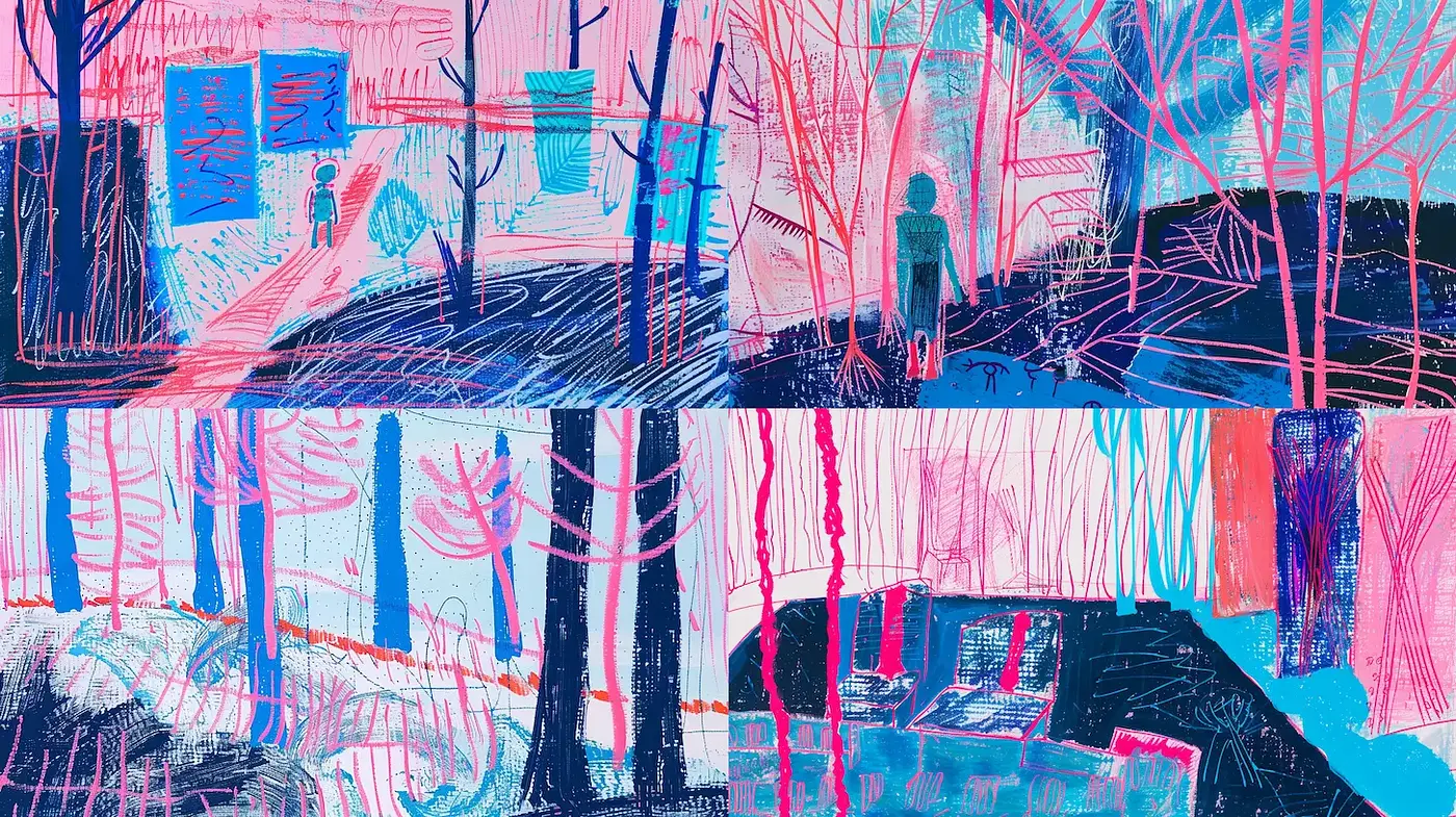 Vividly Textured Neo-Expressionistic Landscape with Eerie Undertones - Midjourney sref style