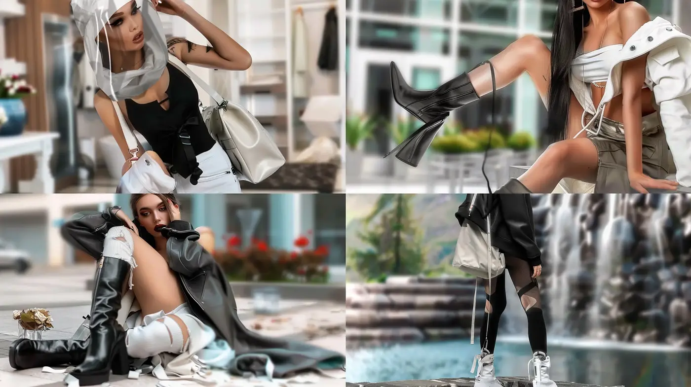 Futuristic Gloss and Urban Chic Fusion - Midjourney sref style