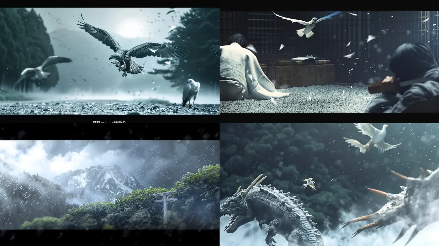 Ethereal Monochrome Dreamscape: A Harmonious Blend of Serenity and Surrealism - Midjourney sref style