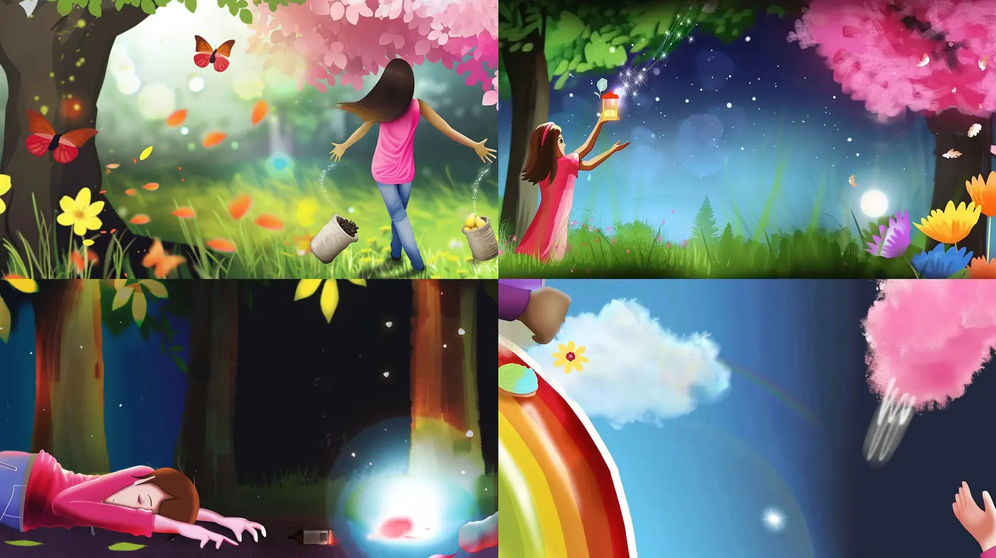 Enchanted Whimsy: A Dreamlike Fusion of Vivid Hues and Ethereal Textures - Midjourney sref style