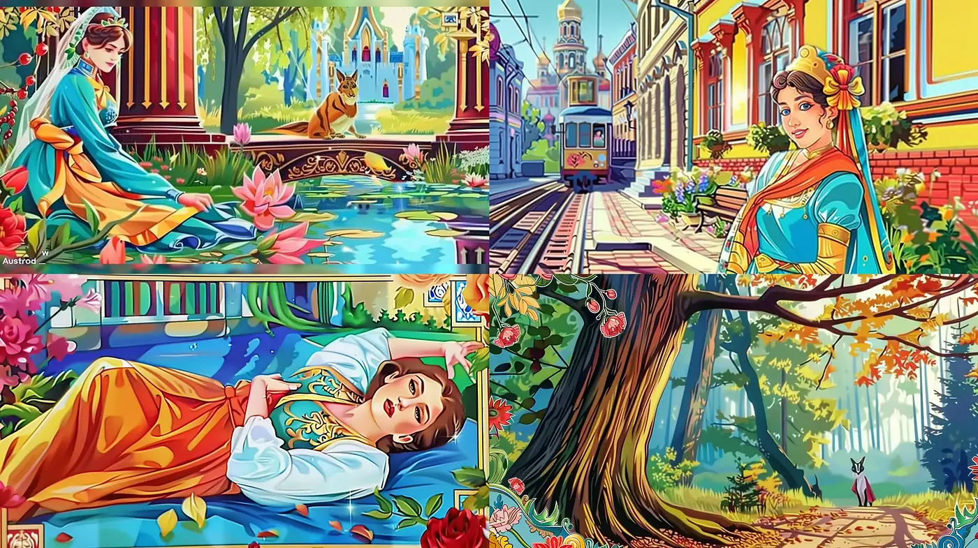 Luminous Storybook Illustrations with Vibrant Tones and Detailed Environments - Midjourney sref style