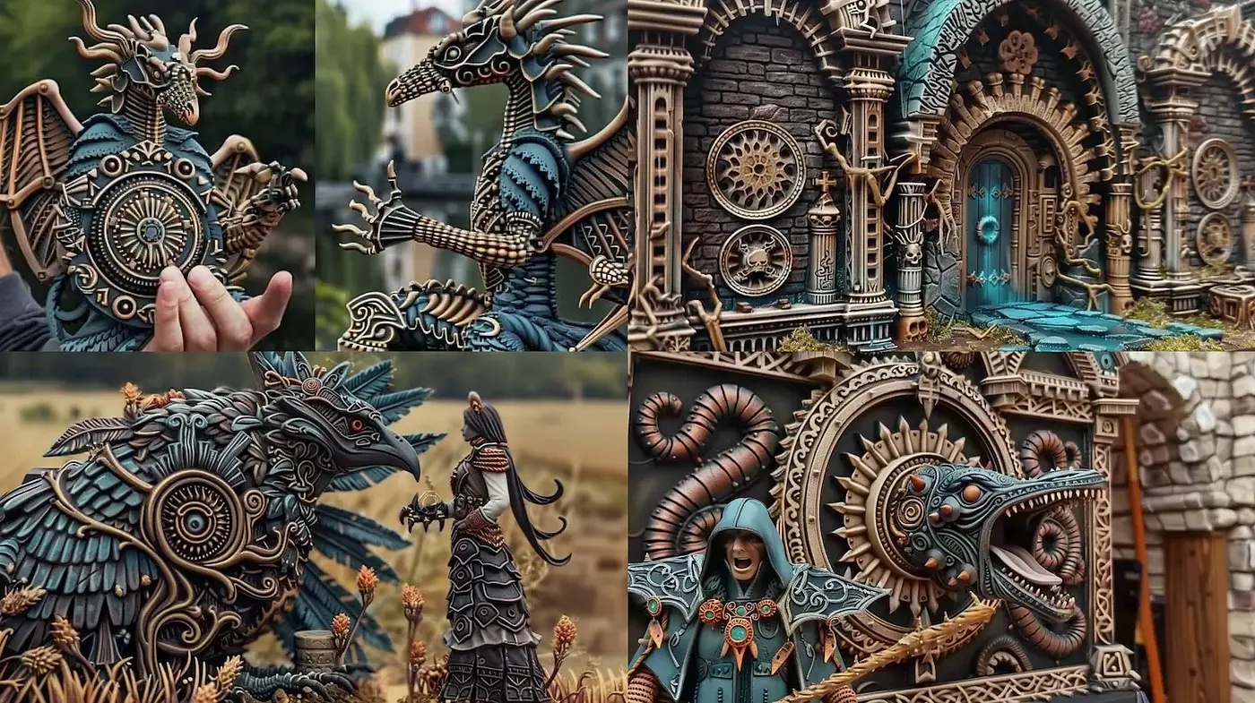 Intricate and mythical steampunk-inspired imagery with rich detail and texture - Midjourney sref style