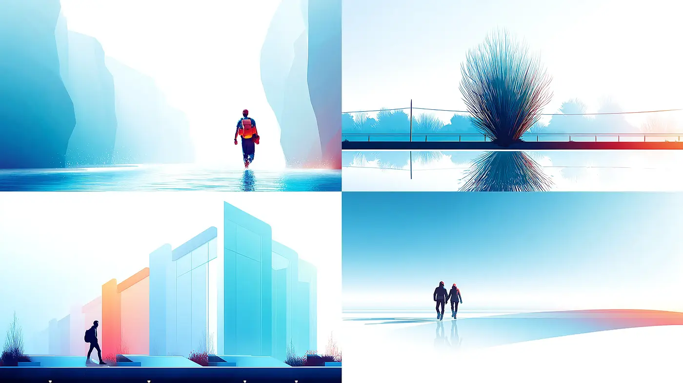 Serene and Ethereal Landscapes with Modern Elements - Midjourney sref style