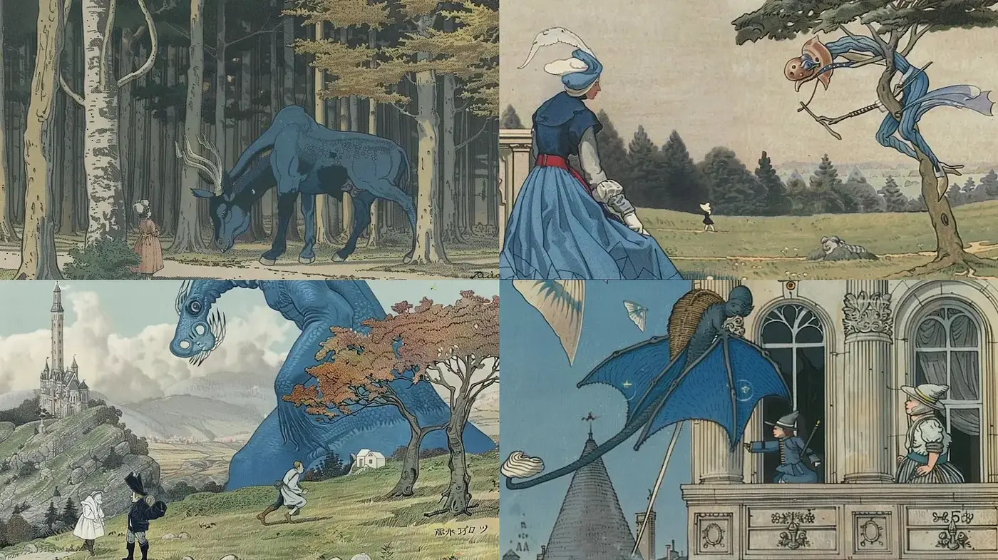 Surreal and Illustrative Fantasy with an Atmospheric Touch - Midjourney sref style