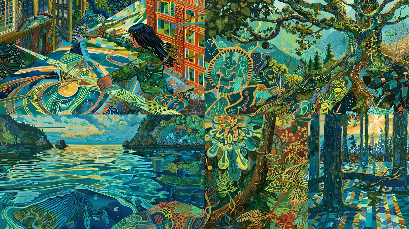 Lush Tapestry of Dreams: A Fusion of Art Nouveau and Psychedelic Nature - Midjourney sref style