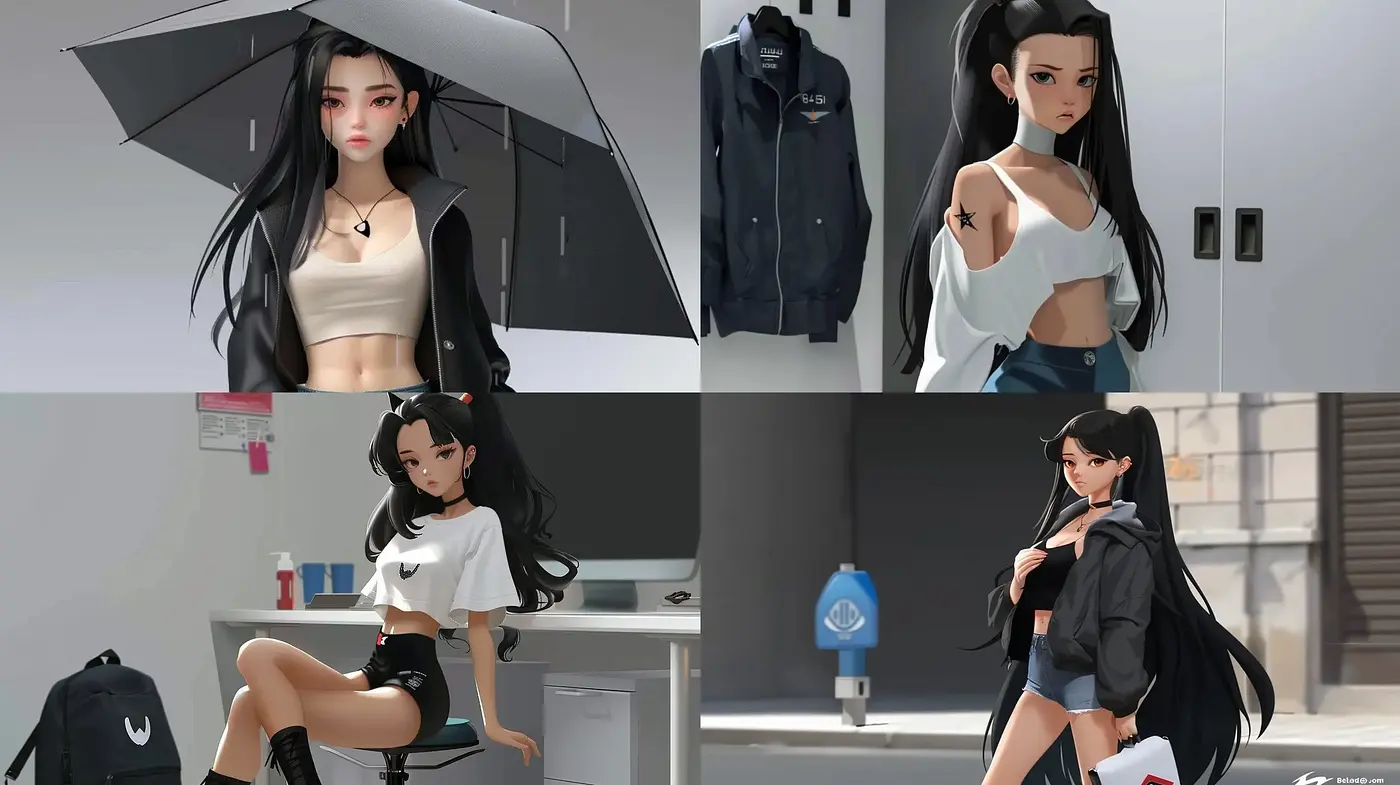 Contemporary Anime Elegance with a Monochromatic Urban Twist - Midjourney sref style