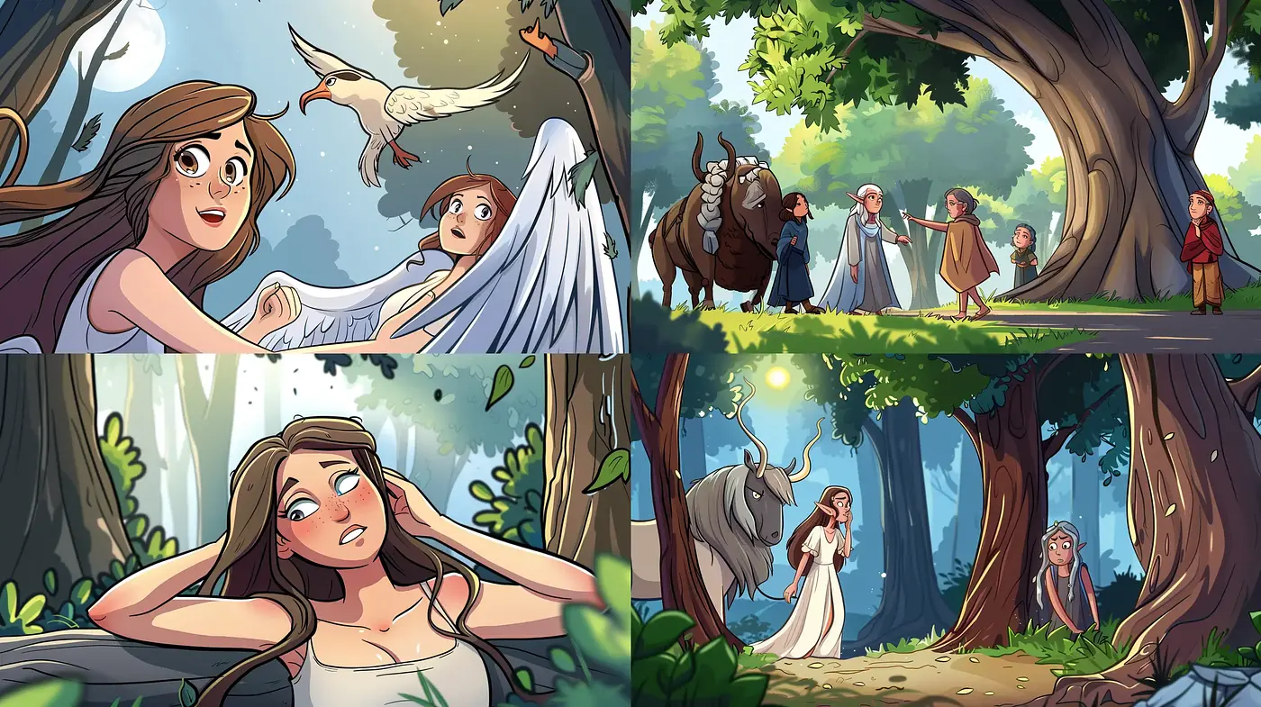 Enchanted Forest Whimsy: A Harmonious Blend of Vibrant Storybook Illustration - Midjourney sref style