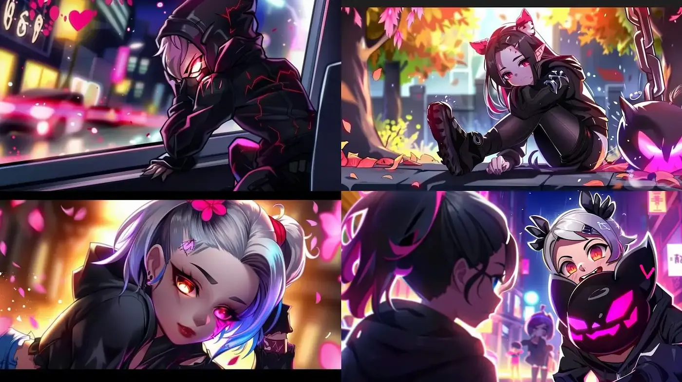Contemporary urban anime with vibrant neon aesthetics - Midjourney sref style