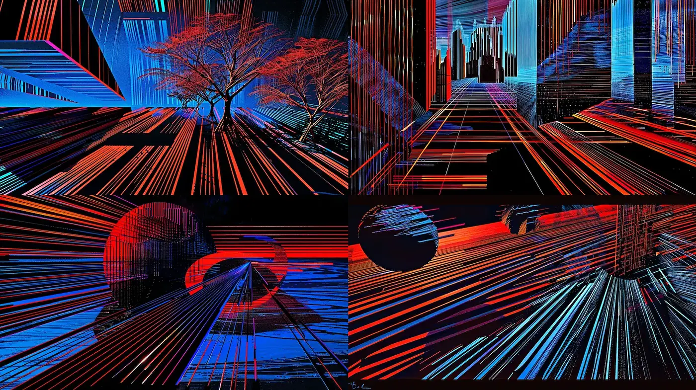 Vibrant Futuristic Landscapes with Dynamic Energy - Midjourney sref style