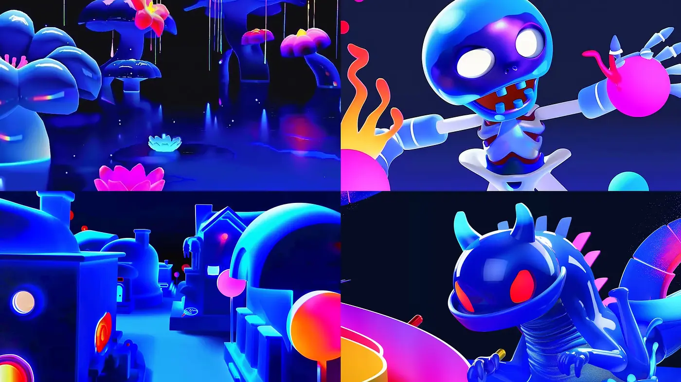 Neon Dreamscape: A Fusion of Surrealism and Cyberpunk Aesthetics - Midjourney sref style