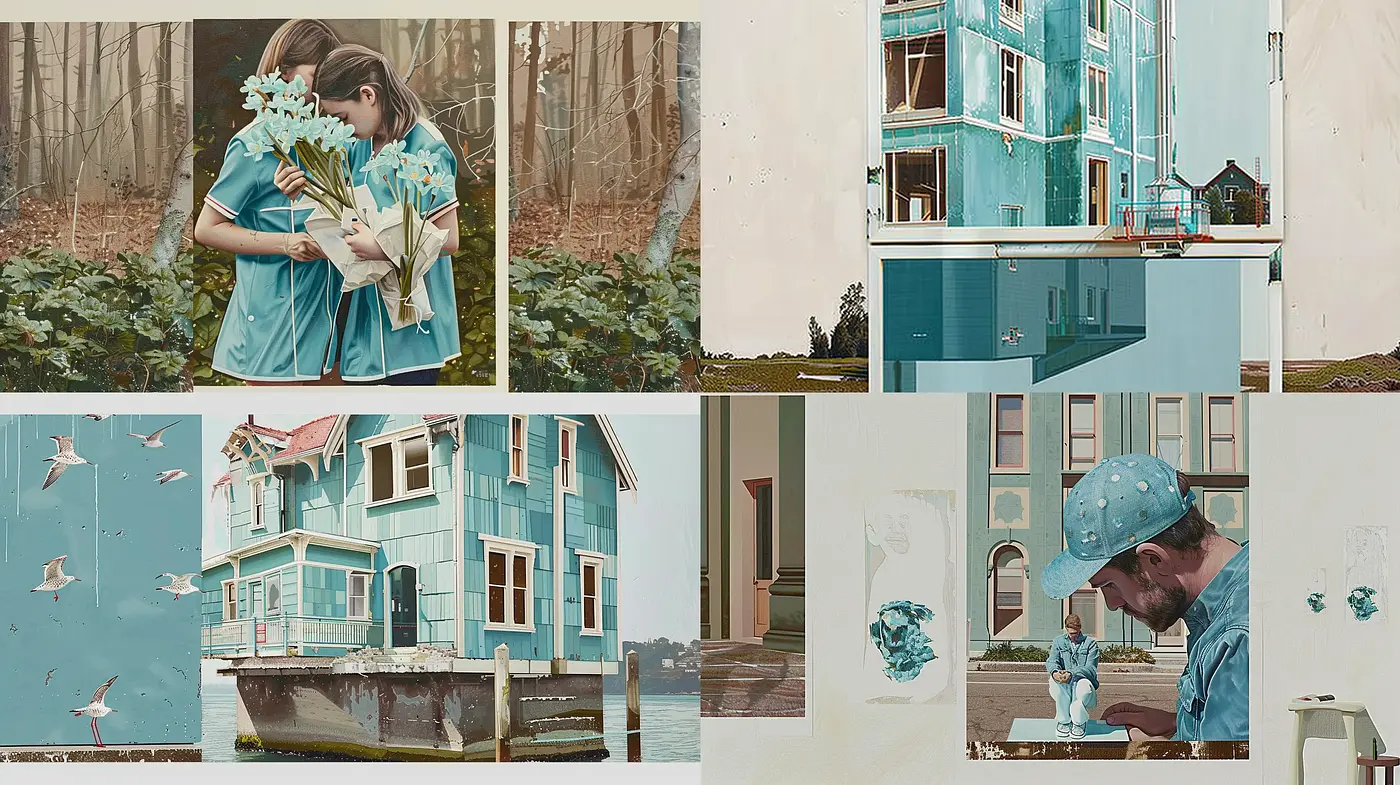 Tranquil Turquoise Reverie: A Muted Palette Exploration with Ethereal Textures - Midjourney sref style