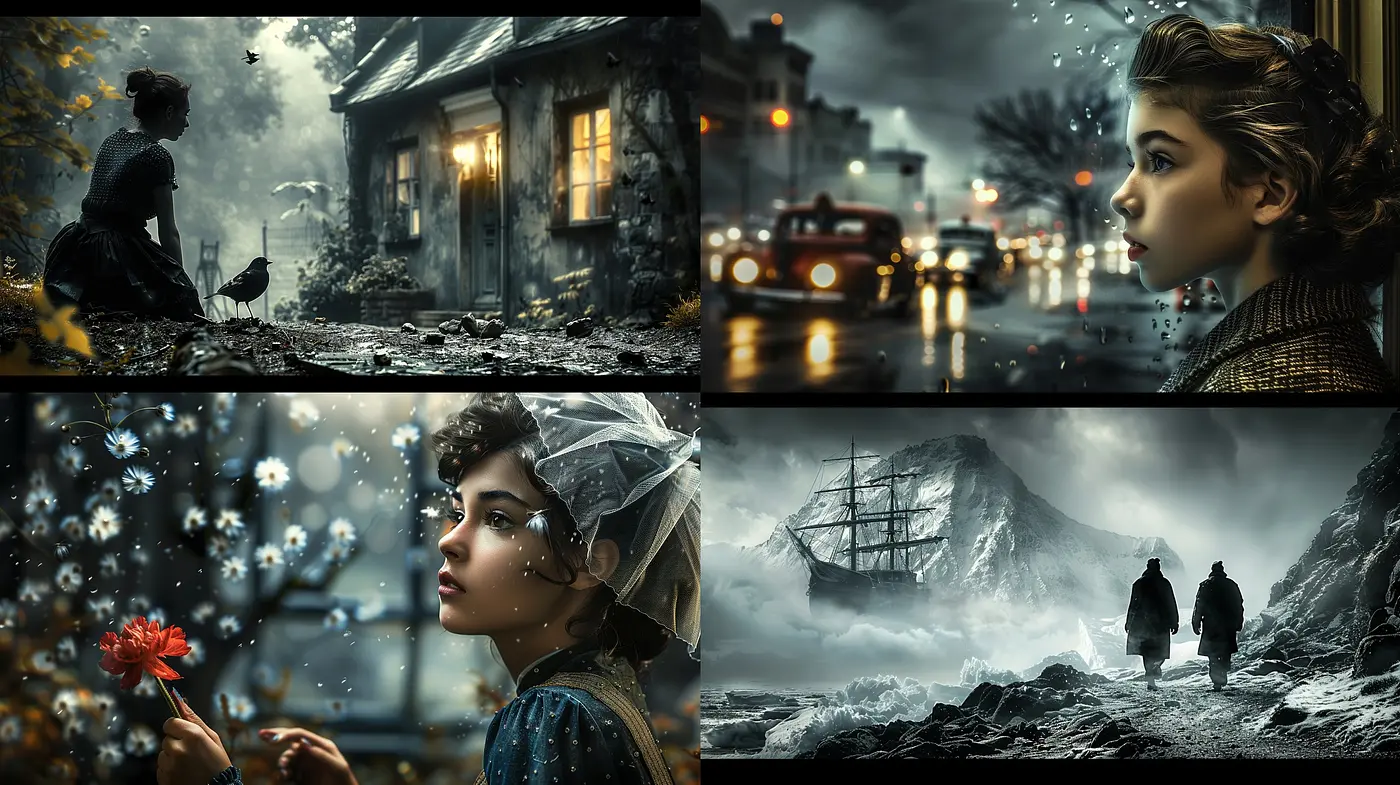 Misty Cinematic Reverie: A Fusion of Moody Tones and Textured Realism - Midjourney sref style