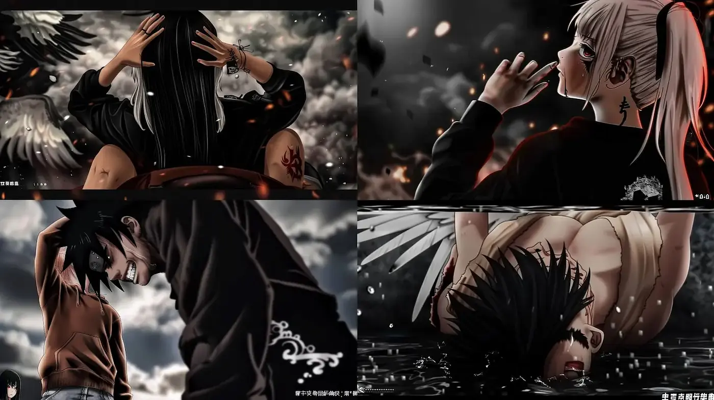 Dramatic and Visceral Aesthetic with Influences of Anime - Midjourney sref style
