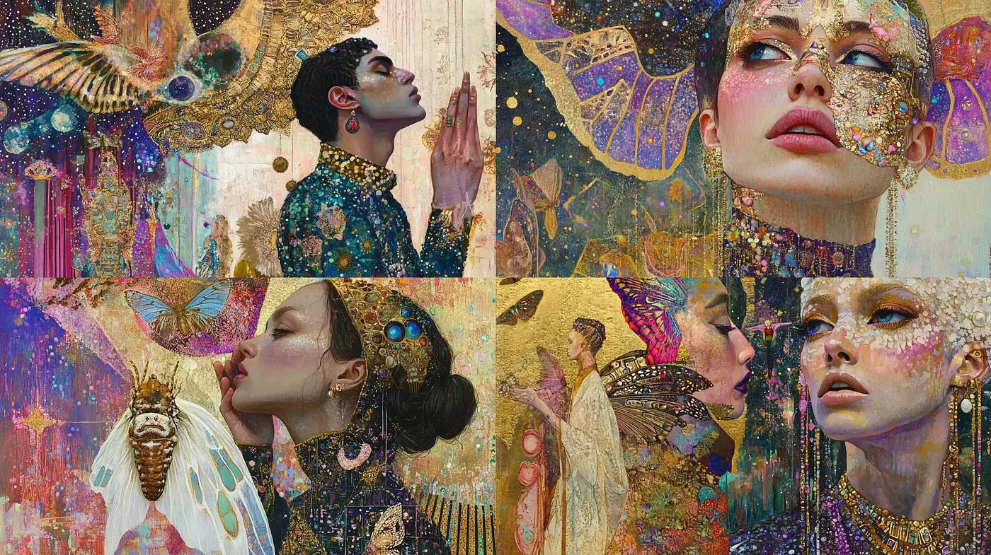 Ethereal Visionary Art with Surrealist Undertones and Rich Textural Detail - Midjourney sref style
