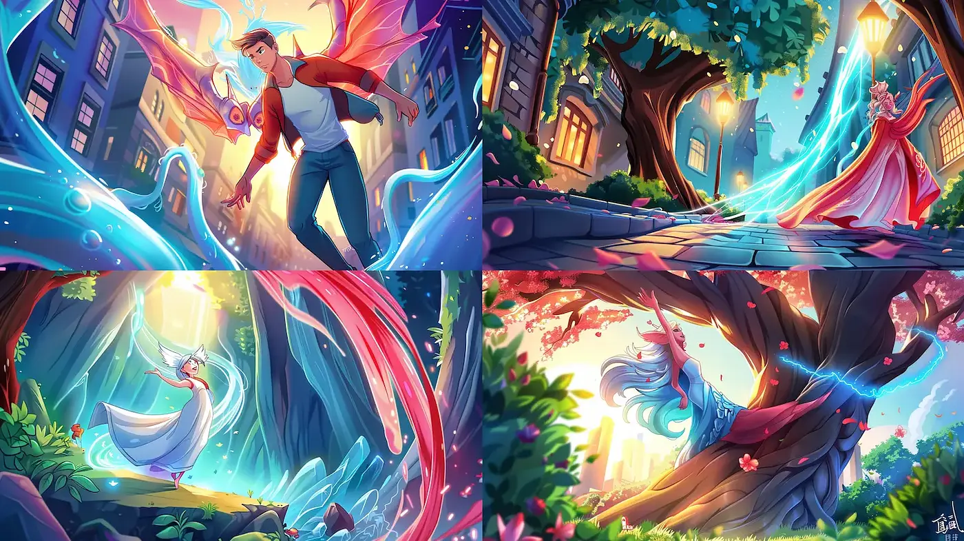 Vibrant Fantasy Illustrations with Whimsical Characters and Lush Landscapes - Midjourney sref style