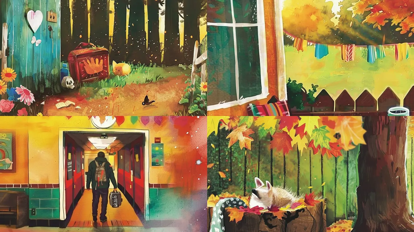 Consistently Warm Hued Nostalgic Illustrations with Vivid Textures - Midjourney sref style