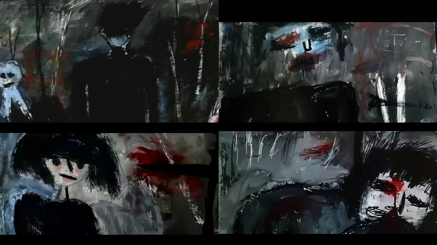 Ethereal Shadows in Monochrome: A Homage to Expressive Abstract Melancholy - Midjourney sref style