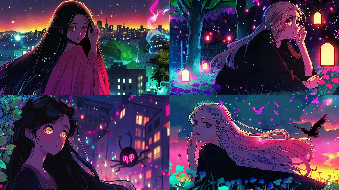 Ethereal Nightscapes with Dreamlike Aesthetics and Magical Elements - Midjourney sref style