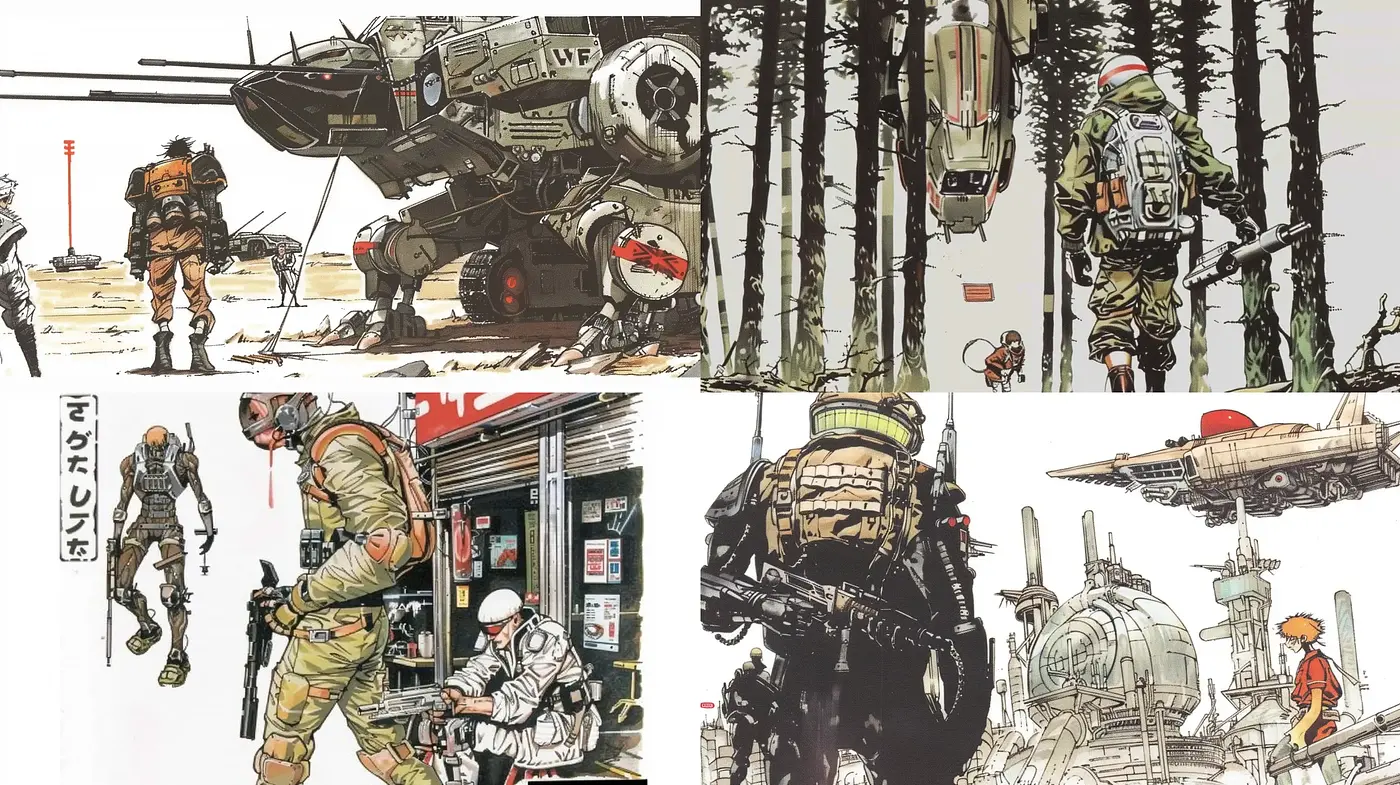 Futuristic Military Expedition in Stylized Earth-tones - Midjourney sref style