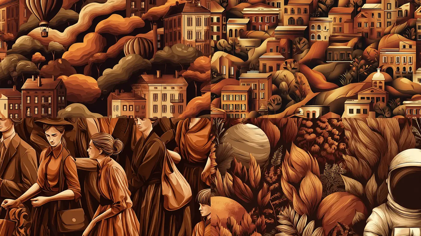 Intricate Midjourney Illustrations Featuring Earthy Tones and Nostalgic Elements - Midjourney sref style