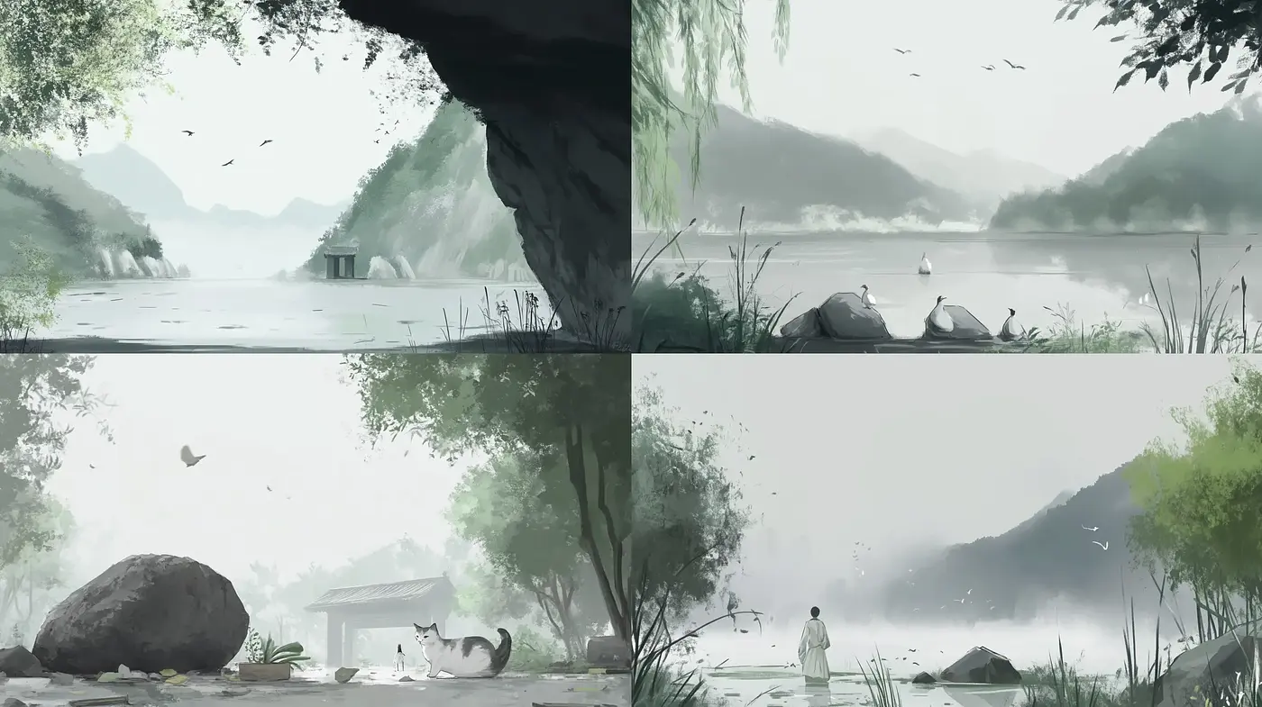 Tranquil Mists of Ethereal Landscapes: A Study in Monochrome Whispers - Midjourney sref style