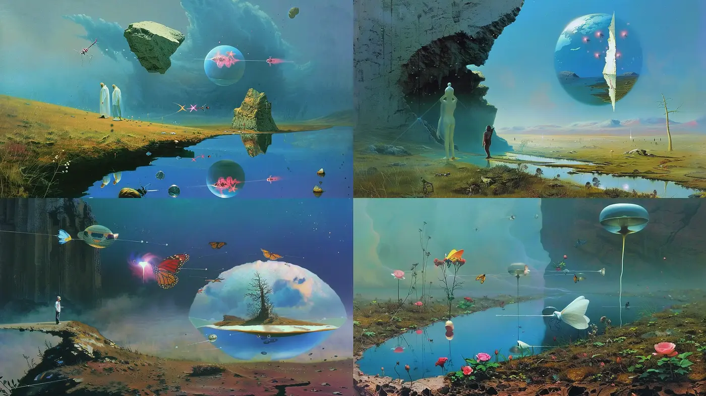 Ethereal Dreamscape Fusion with Surrealistic Overtones - Midjourney sref style