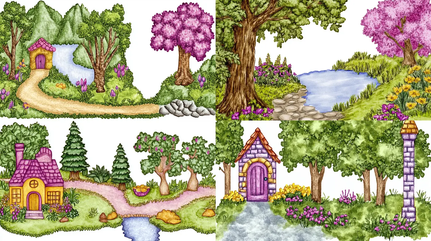 Whimsical Watercolor Countryside Scenes - Midjourney sref style