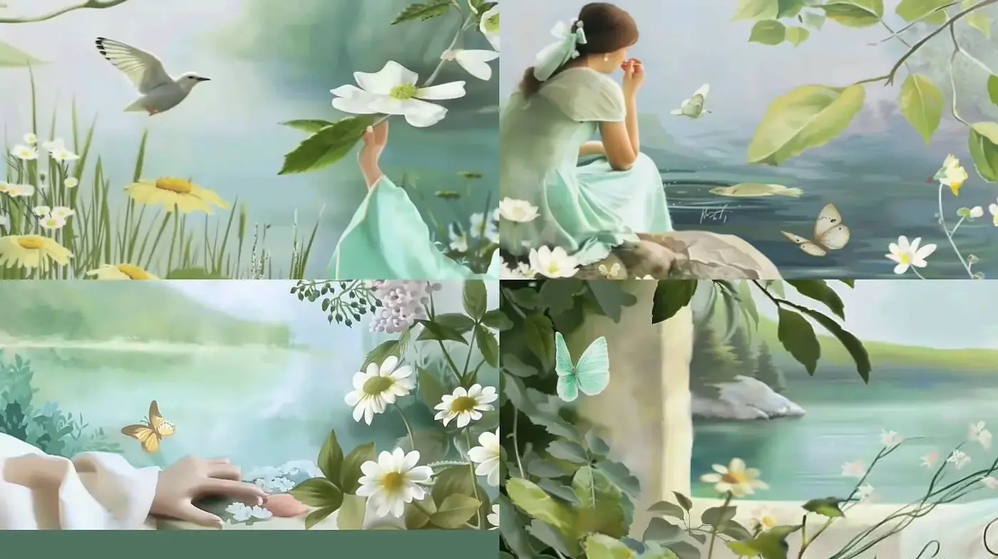 Serene and Ethereal Nature Aesthetics with a Touch of Impressionism - Midjourney sref style