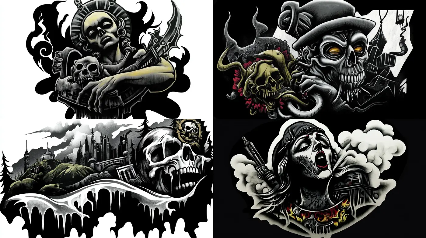 Stark Monochrome Surrealism with Gothic Overtones - Midjourney sref style