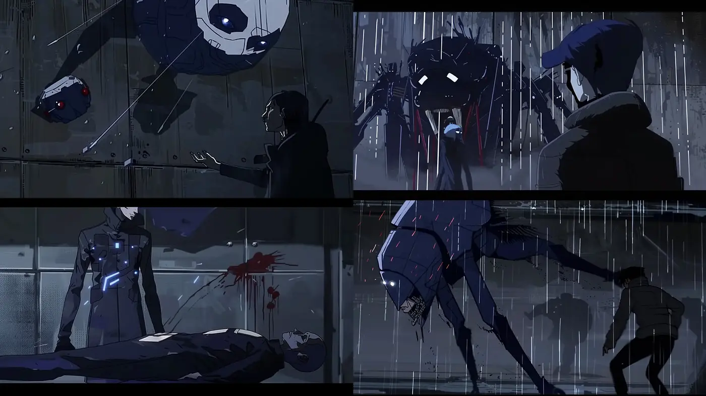 Noir-Influenced Cyberpunk Vision with Anime Undertones - Midjourney sref style