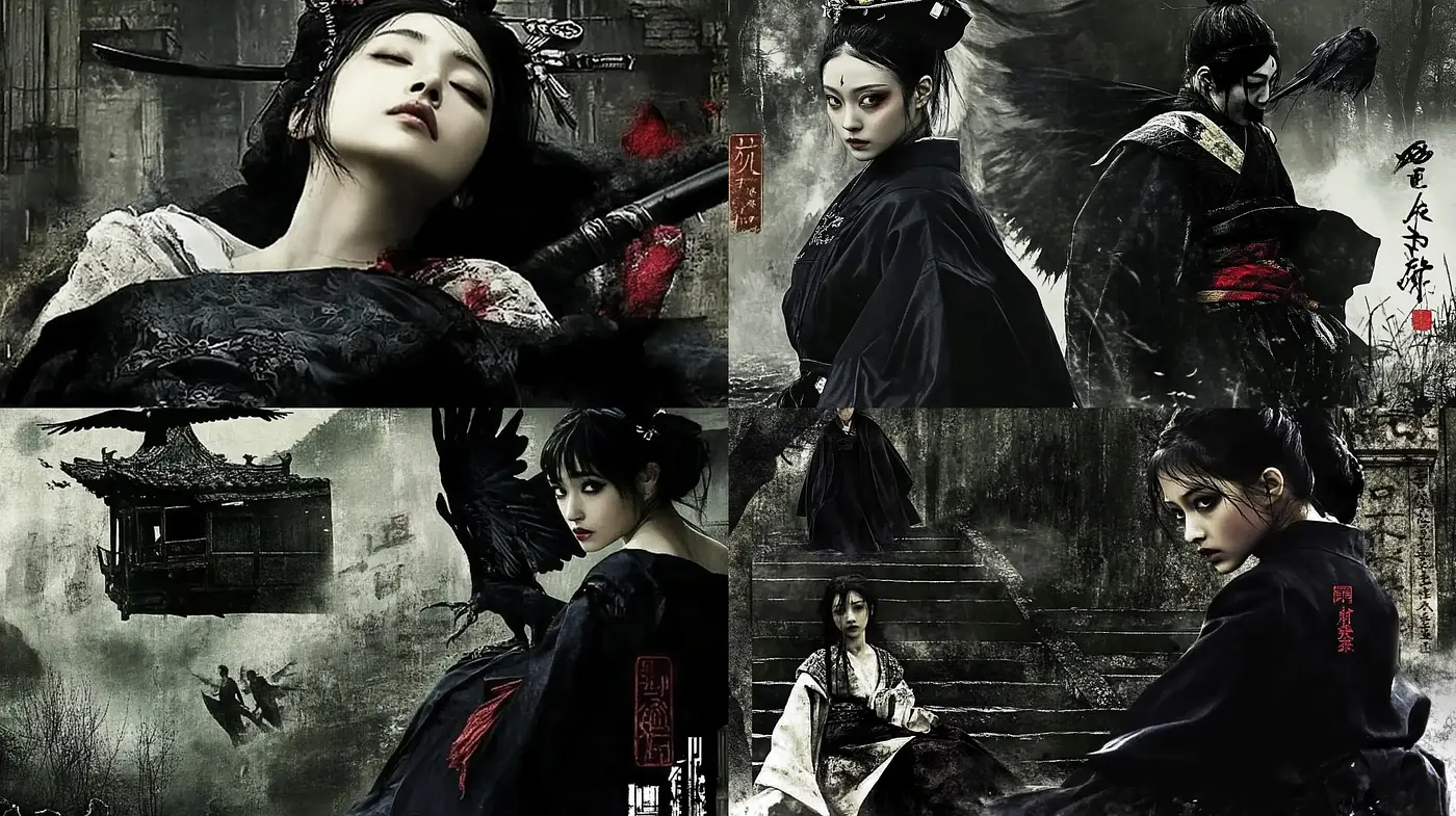 Elegiac Edo Era Reverie: A Fusion of Traditional Japanese Aesthetics with Modern Photorealism - Midjourney sref style