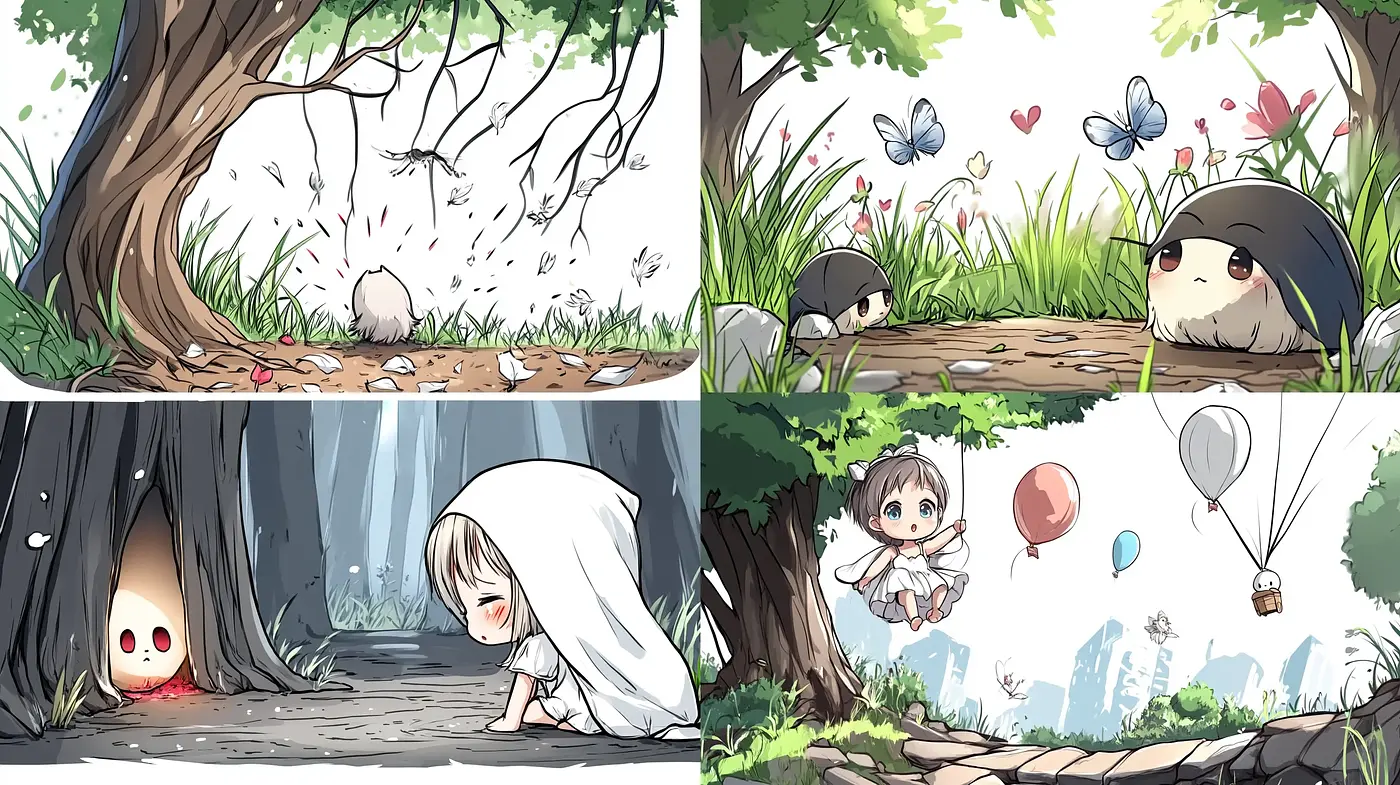 Whimsical Nature-Inspired Illustrations with Anime Influences - Midjourney sref style